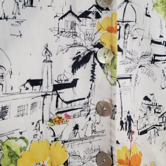 Coldwater Creek Dress P10 Travel Sketch Print Sleeveless Button Front - Picture 7 of 11